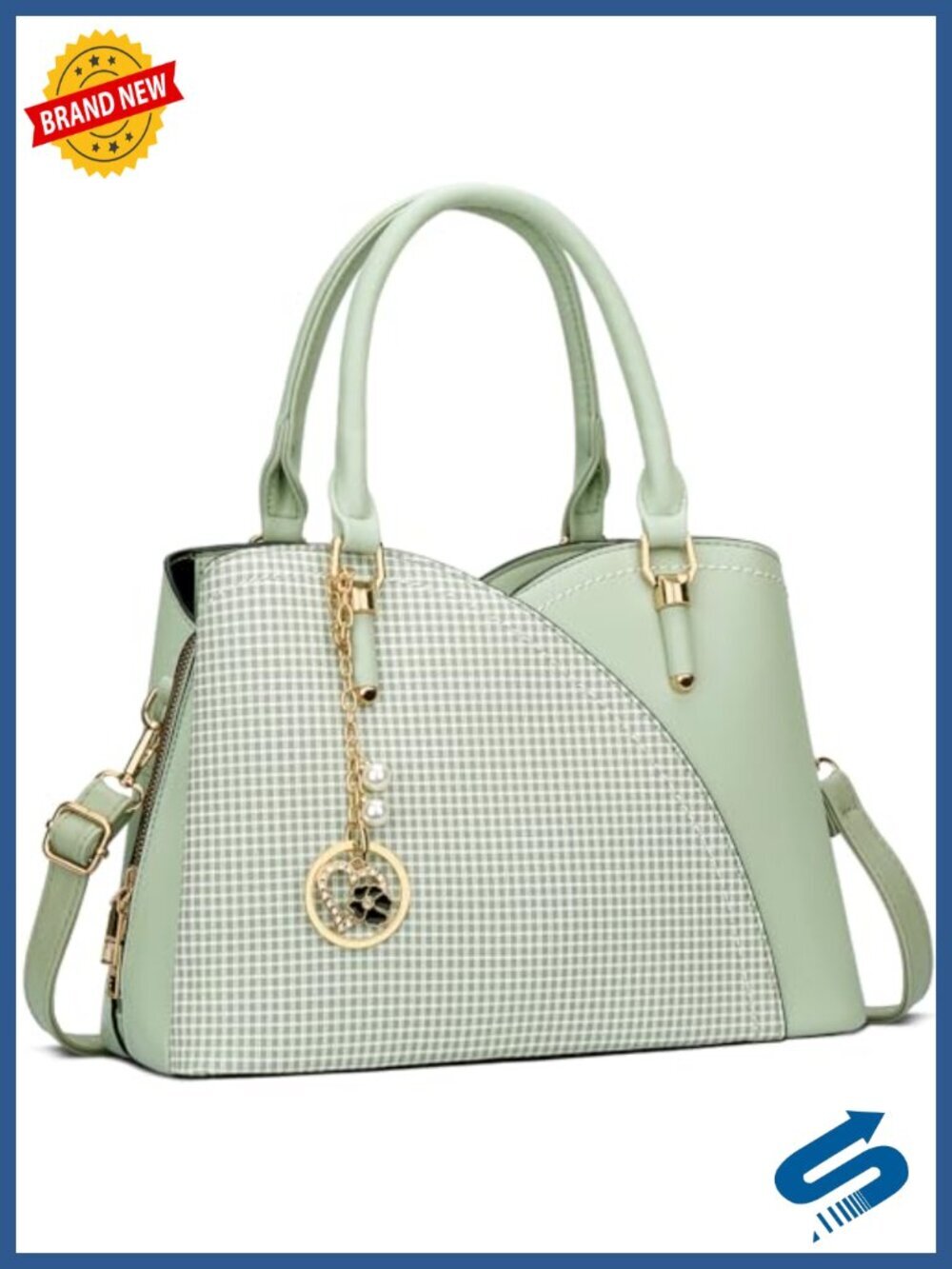 Triple Compartment Satchel Handbag Vegan Leather Shoulder Bag
